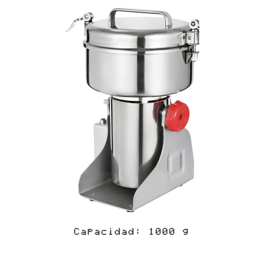 Molino Eléctrico de Acero Inoxidable para Cereales, Especias y Café - De 100 g a 1000 g