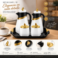 Set de café y té konaiko en color negro con detalles dorados