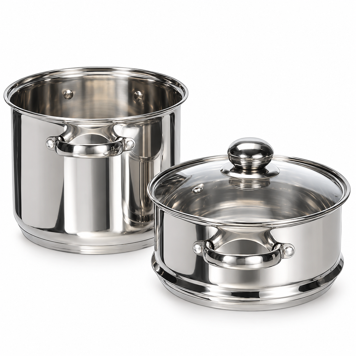 Stainless steel couscous steamer with glass lid