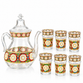 Juego de té de cristal con mosaico andaluz, infografía con detalles del diseño