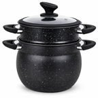 Cuscusera negra con acabado moteado y tapa de cristal de 4 a 15 L, konaiko – foto 1