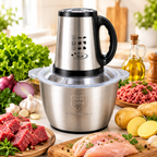 Picadora eléctrica de acero inoxidable en la cocina