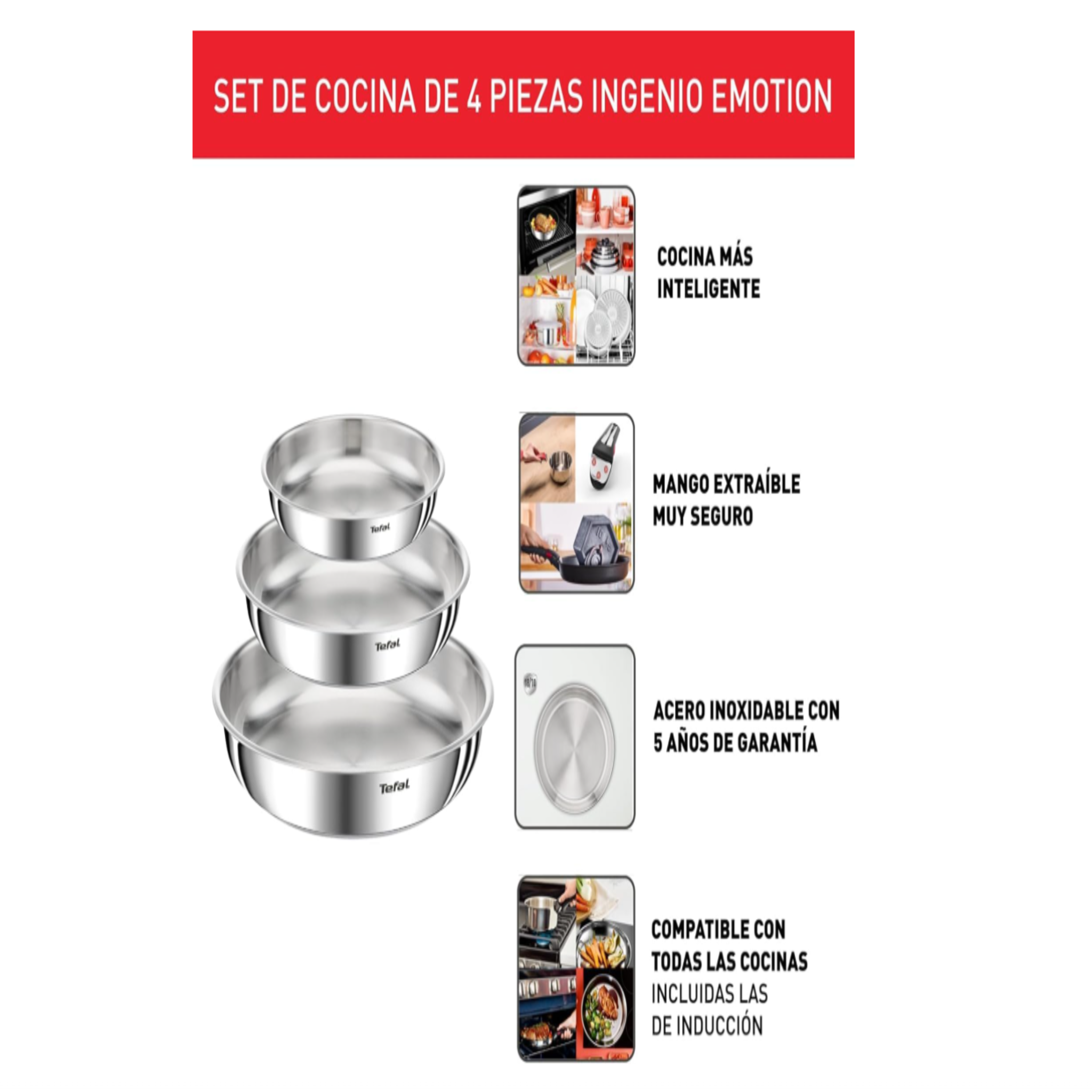 Set de Cocina Tefal Ingenio Emotion - 4 Piezas