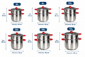 Cuscusera de Acero Inoxidable con Asas Rojas y Tapa de Cristal - De 6 a 16 L