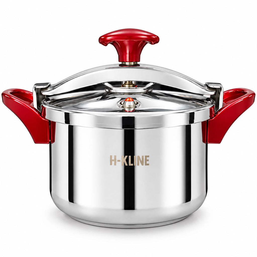 Panela de pressão H-KLINE de aço inoxidável com pegas pretas