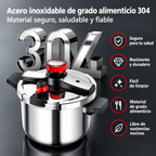 Detalle del acero inoxidable 304 de grado alimenticio de la olla a presión