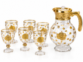 Set de jarra y 6 vasos de cristal con detalles dorados en relieve, konaiko