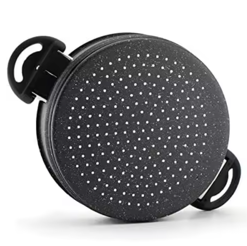 Black speckled-finish couscous steamer with glass lid, 4 to 15 L, konaiko – photo 3